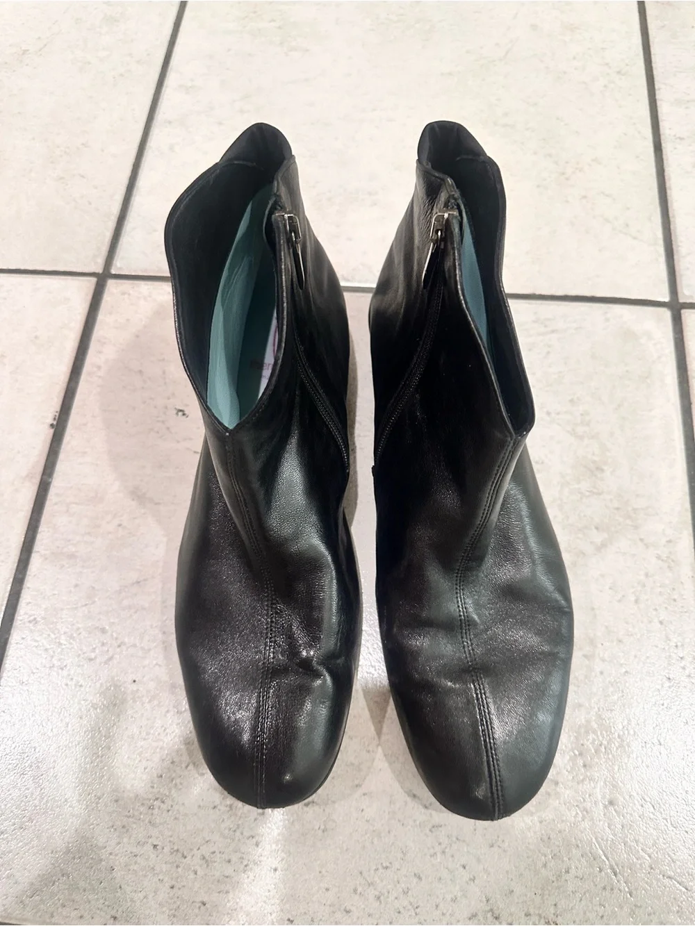 Thierry Rabotin Women’s Black Leather Ankle Boots - Minimal Slip-On Style 39.5